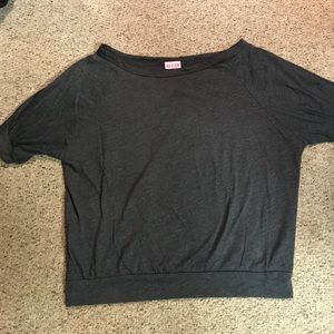 Dark Gray Off-the-Shoulder T-shirt